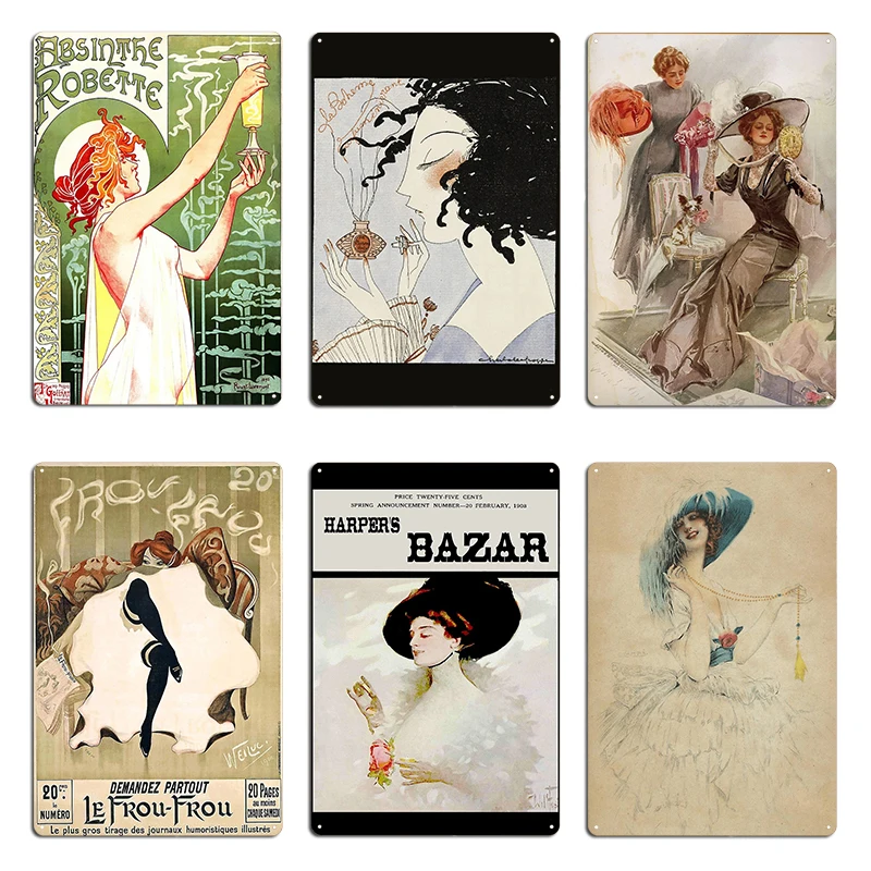 Louis Icart 1888 1950 aroma favorito 1920 cartel Art Deco placas de placa de Metal LA BOHEME Absinthe Robette cartel de estaño