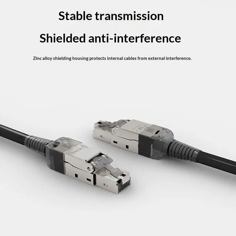 1Pc RJ45 Cat8 Cat7 Cat6a Connectors Tool-Free Zinc Alloy Shielded Ethernet Termination Plugs For 23AWG SFTP Cables