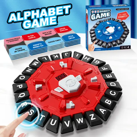 Word Game English Board Game with Digital Display Timer 2 Categories Modes Fun 24-Letter Fast-Paced Adults Kids Family Fun Game
