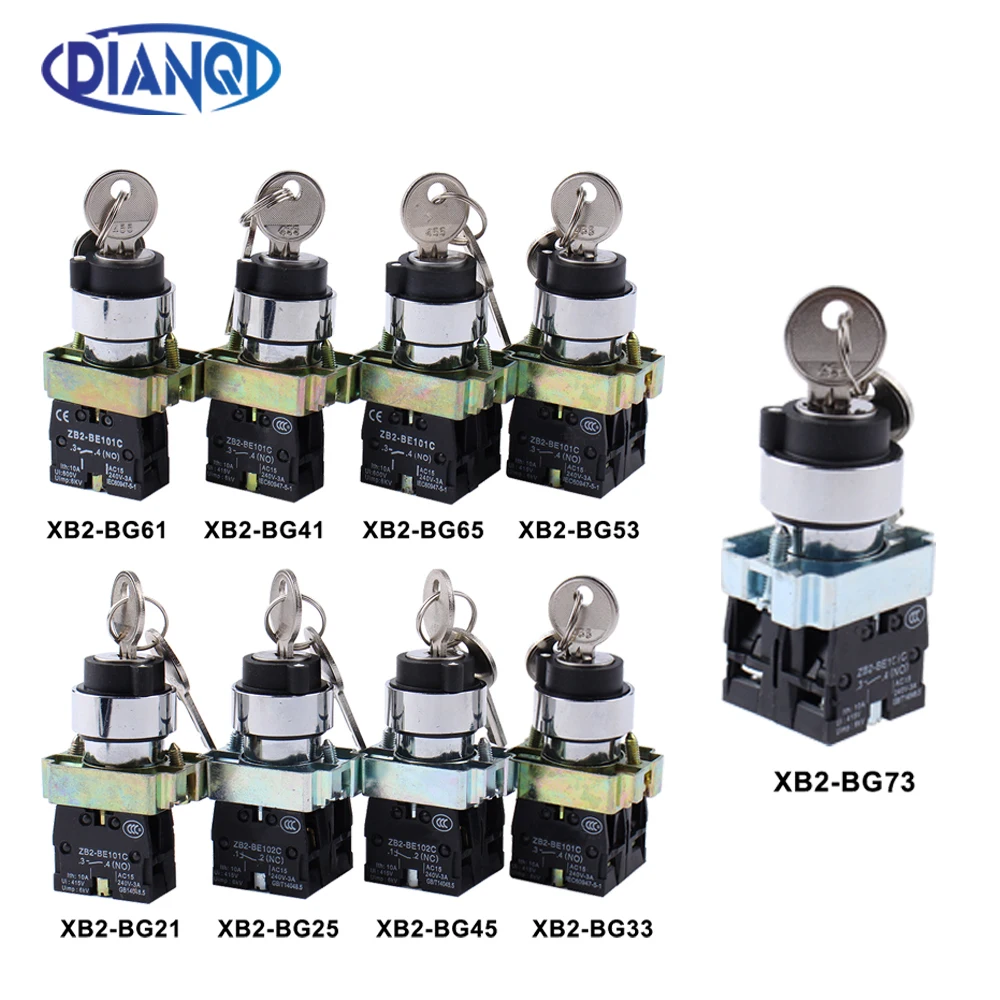 

XB2-BG21 XB2-BG33 XB2-BG53 key control knob switch 1NO /2NO 2/3 position self locking / self reset selector Knob switch 22mm