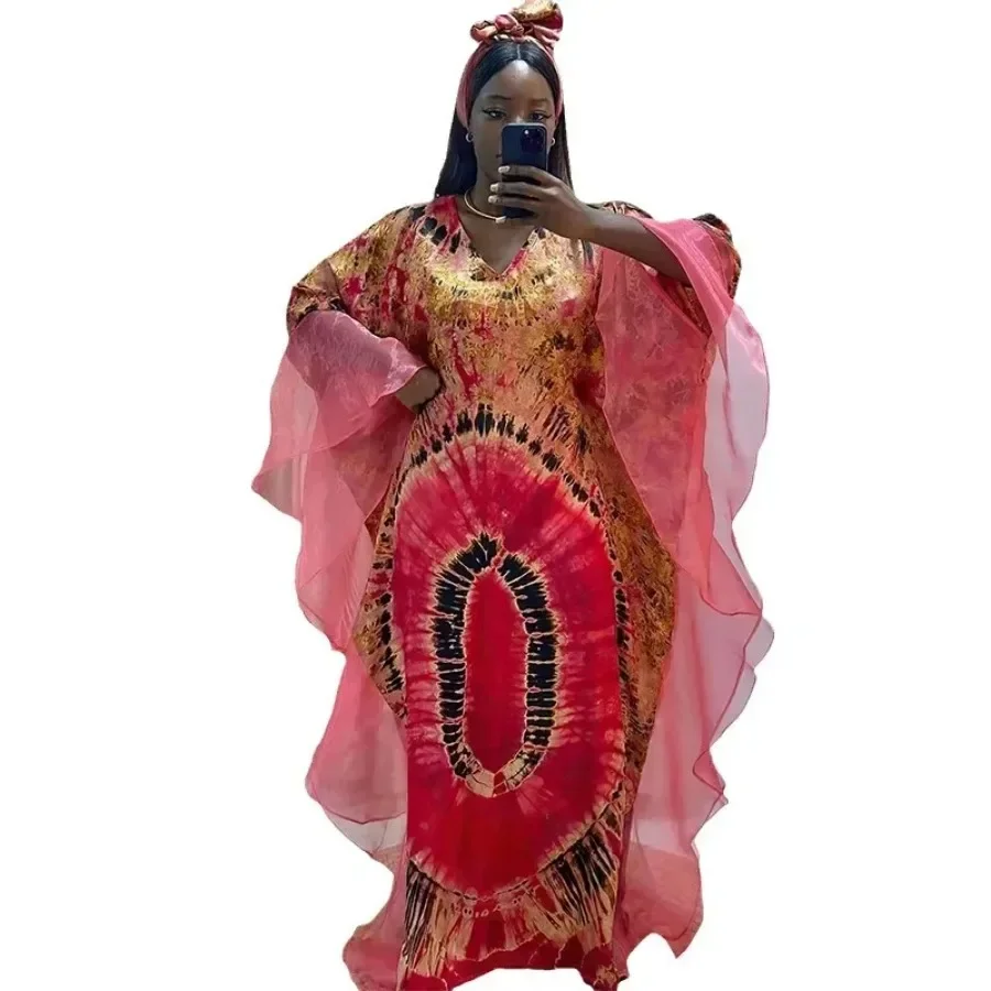 Trajes Dashiki vestidos africanos para mujeres verano Kaftan africano con cuello en V poliéster de talla grande vestido largo vestidos Ankara