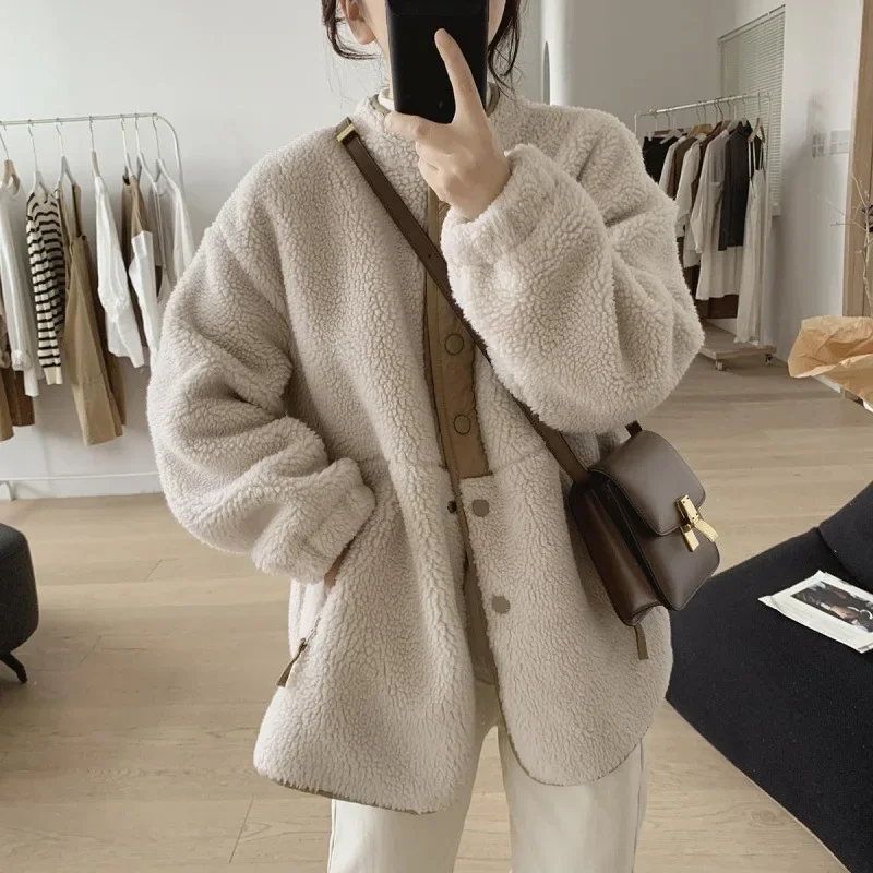 Winter Clothes Women Jackets for Women Lambwool Coat Korean Fashion New In Loose OverSize Thick Parkas Long Sleeve Top Coats