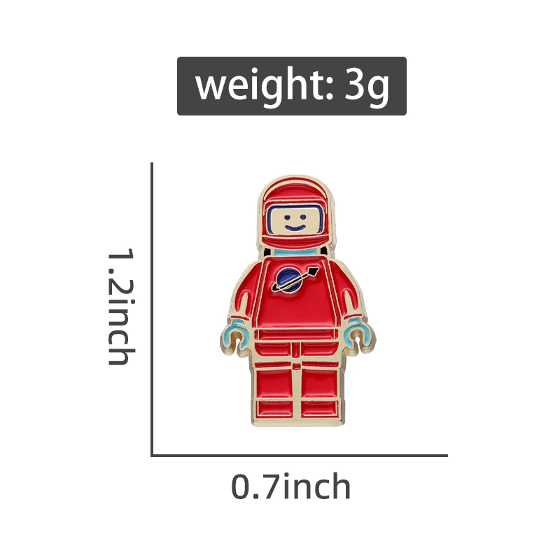 Cartoon Red Robot Enamel Pins Cute Space Robot Astronaut Brooch Badges Custom Lapel Clothes Hat Bag Jewelry Accessories Gift