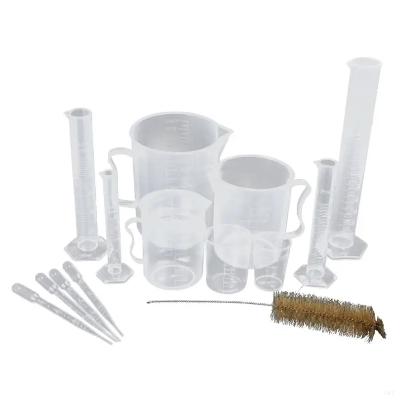 11Pcs Graduated Cylinders, Beakers and Pipettes Set for School Science Labs, Cylinders, Beakers Pipettes Set with Brush