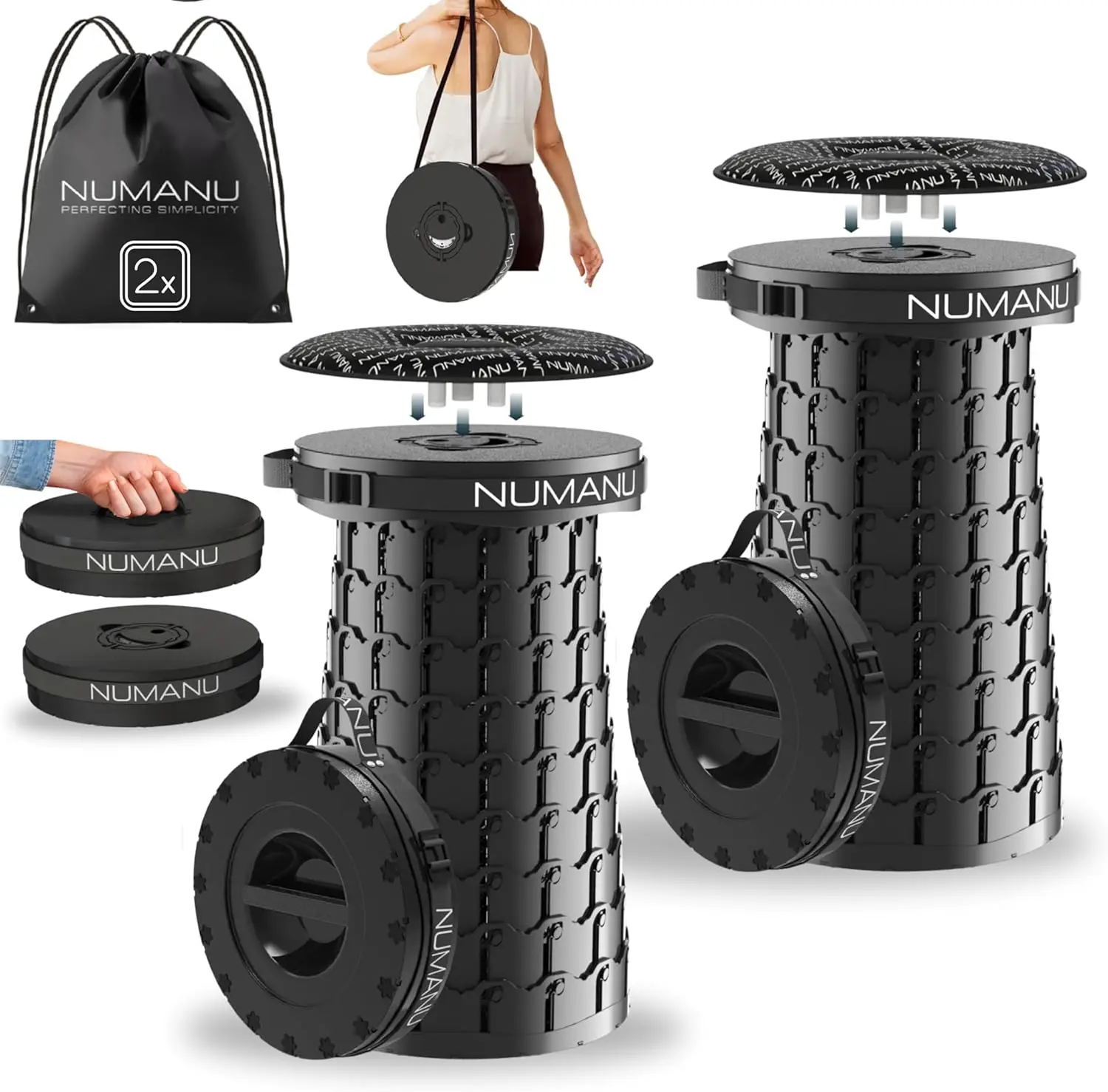 

Складной табурет XXL, комплект из 2 штук, высота 19,7 дюйма, вместимость 1000 фунтов, портативный складной стул для кемпинга и улицы