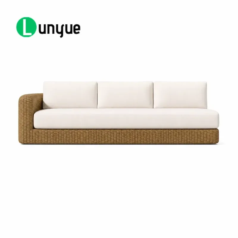 European Style Solid Teak Wood L Shape Outdoor Sofa Set All Weather Frame Garden Furniture for Backyard Villa Patio