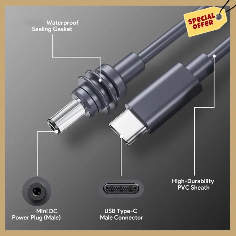 Stabile Leistung-Netzkabel für Starlink Mini USB-C zu DC Stromkabel Typ-C Netzkabel Stecker Verlängerungskabel wasserdicht