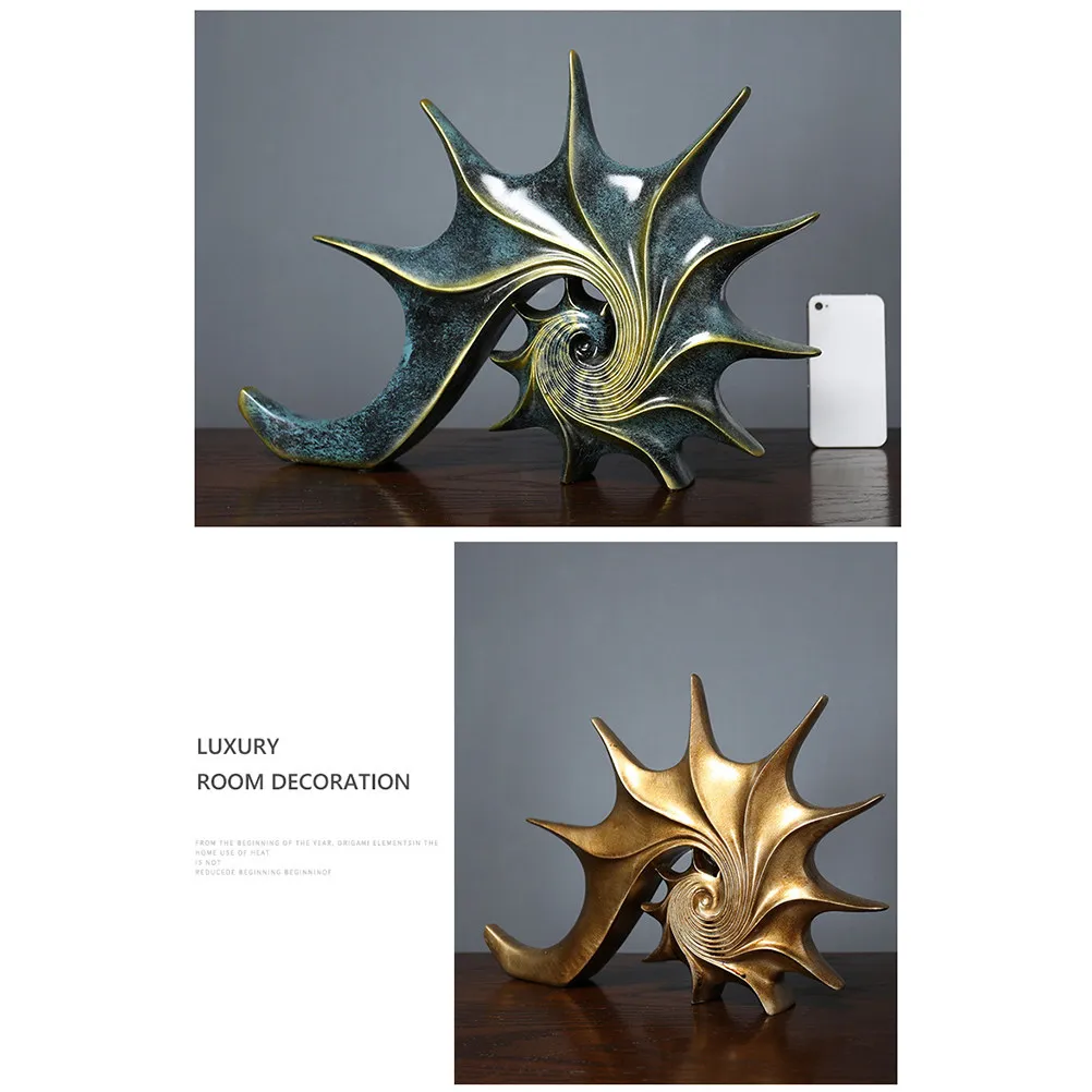 

Абстрактная синяя декоративная скульптура из смолы в форме ракушки для дома, офиса, рабочего стола, подарок для семьи, друзей, украшение для комнаты, бара, стойки