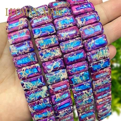 Purple Blue 10x20MM Double Hole Square Natural Stone Sea Sediment Jasper Spacer Bead for Jewelry Making DIY Bracelet Accessories