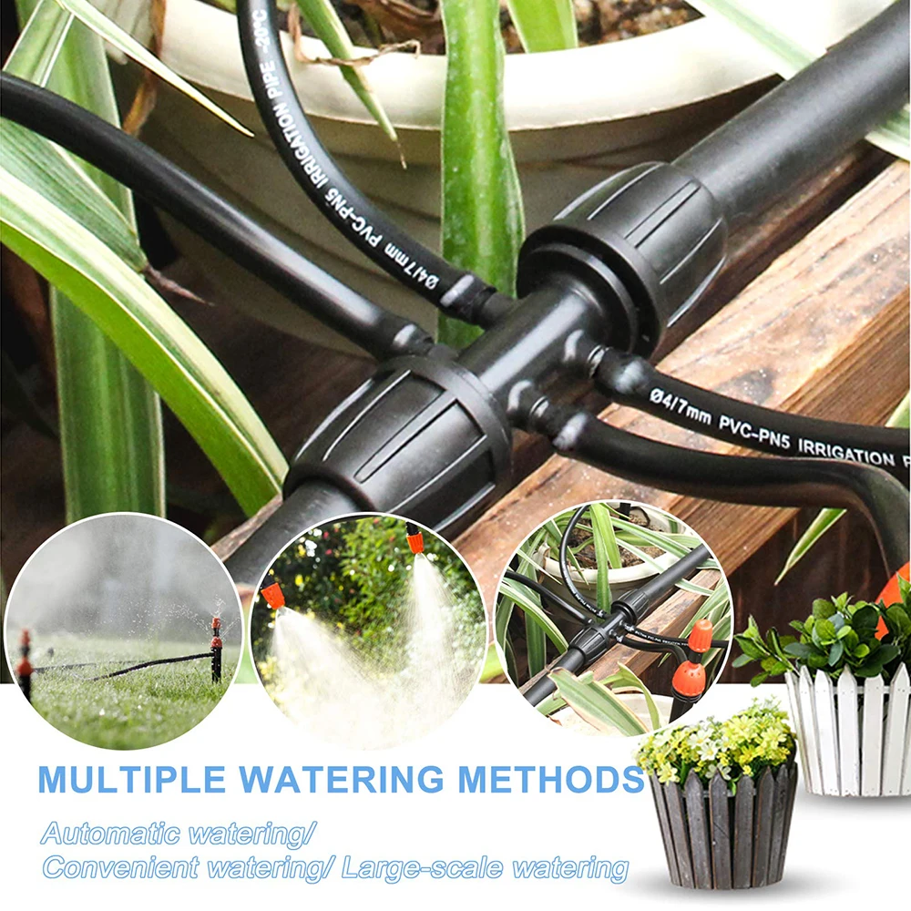Conector de tubería de PE de 16mm, tuercas de bloqueo, acoplamiento de agua de jardín, tubería de 1/2 pulgadas, accesorios de manguera de 4/7mm,