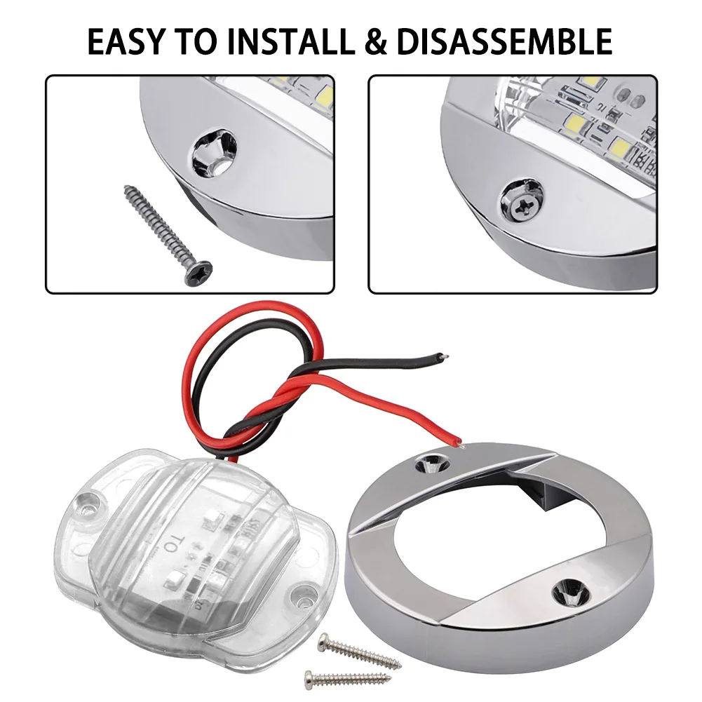 3 pollici 6 LED rotondi cromati LED marino montaggio su poppa ancoraggio luce di navigazione luci marine per barche impermeabili 6-2835-SMD 12V