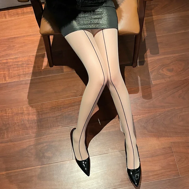 Women Seamless Nylon Thigh High Waist Tights Lingerie Sexy Striped Pantyhose Female Hosiery Body Stockings See Through Medias