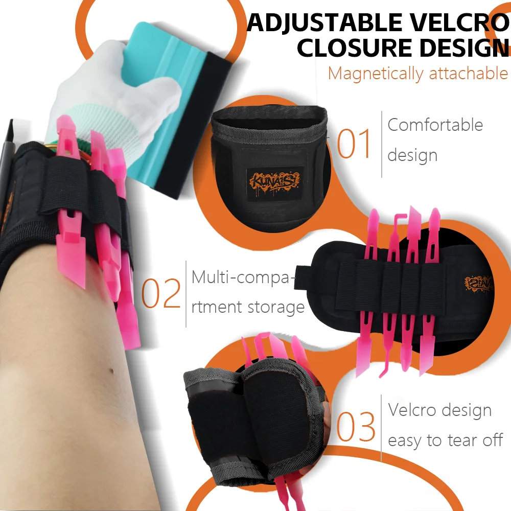 

Vinyl Film Tool Bag with Waist Strap​ - Durable Oxford Cloth Storage Pouch for Auto Car Wrapping Tools, Tint Squeegee, Scraper,