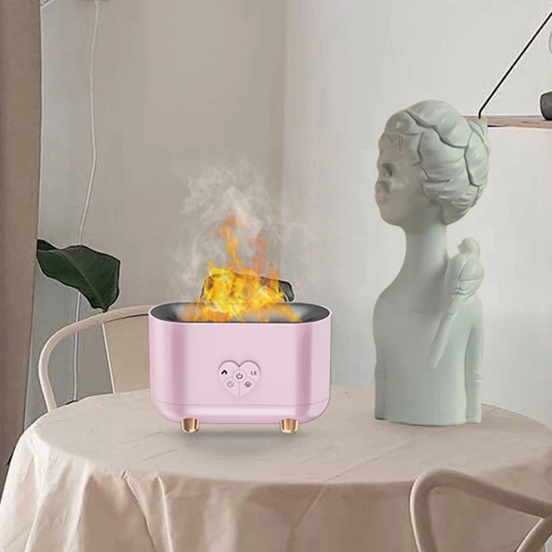 USB Flame aromaterapia atmosfera lampada da tavolo camera da letto soggiorno umidificatore telecomando a tre velocità luce notturna a Led