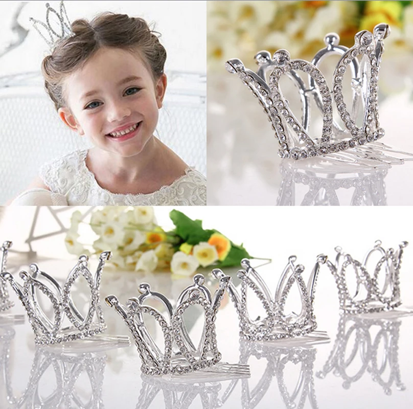 Kid Girls Tiaras and Crowns Glitter Crystal Twinkle Princess Flower Girl Wedding Birthday Prom Hair Accessories Crown Tiara