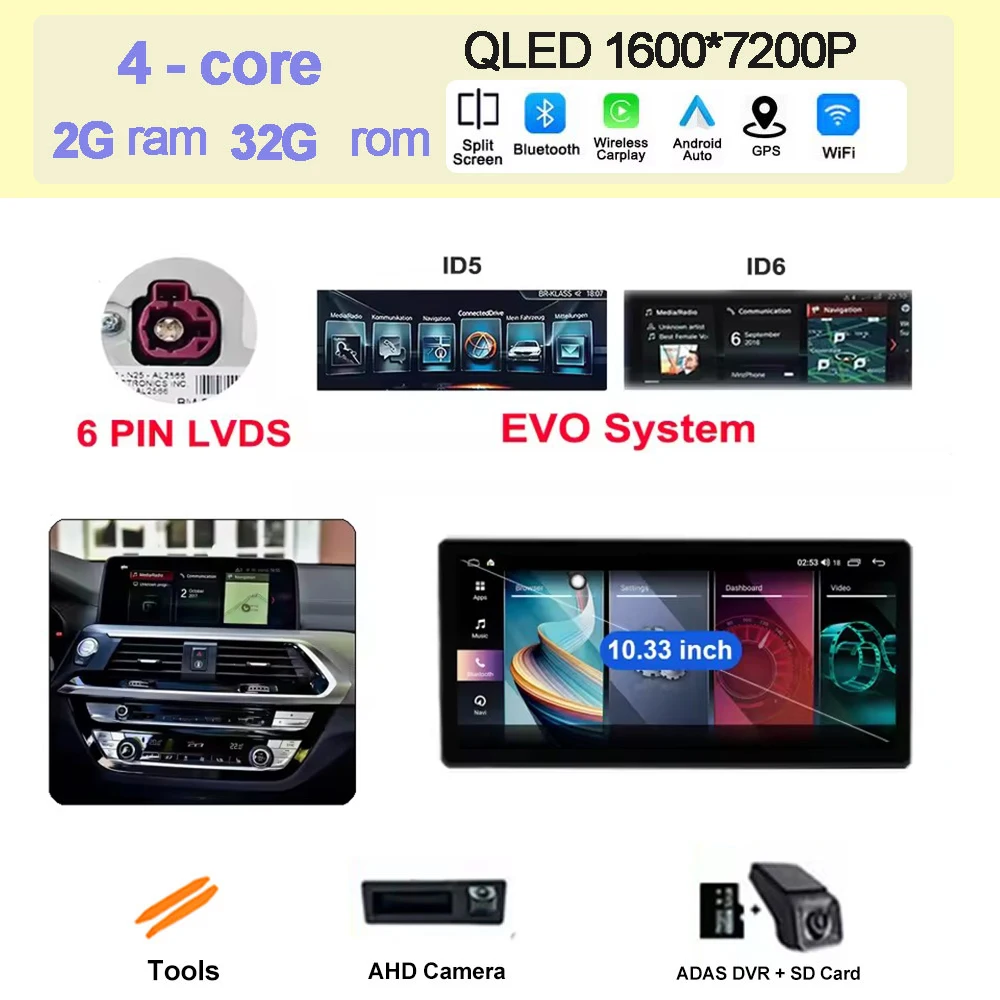 Android 15 Auto QLED Scherm 4G + Wifi Voor BMW X3 G01 X4 G02 2018 - 2022 EVO Systeem autoradio Multimedia Carplay DSP Stereo BT SWC