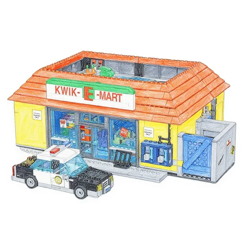 

2025 New Simpson supermarket building blocks DIY assembly technology building blocks series toys children adult Christmas gifts
