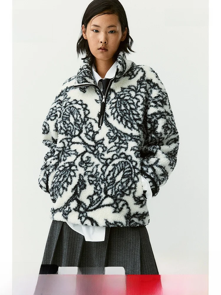 H&M – Cardigan Teddy Fce Cisas pour femmes, fermeture éclair, couche supérieure, vêtements d'extérieur, Collection automne, Fiber de Polyester 00%