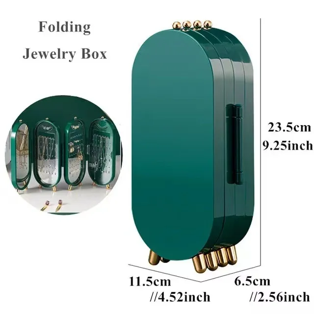 MOGAKU New Folding Jewelry Display Packaging Box Fashion Necklace Earrings Rings Accessories 4 Fan Desktop Stand Storage Popular