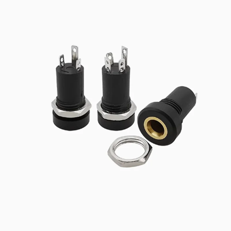 5pcs PJ392A 3.5mm Audio Jack Socket 3 Pole 4 Pole Stereo Solder Panel Mount Gold With Nuts PJ-392A