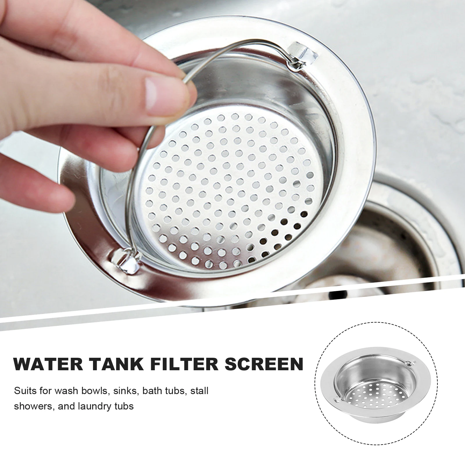 

2pcs Durable Sink Mesh Sink Filter Basket Filter Basket Hair Collector Drain Stopper Kitchen Bath Tub Shower Laundry