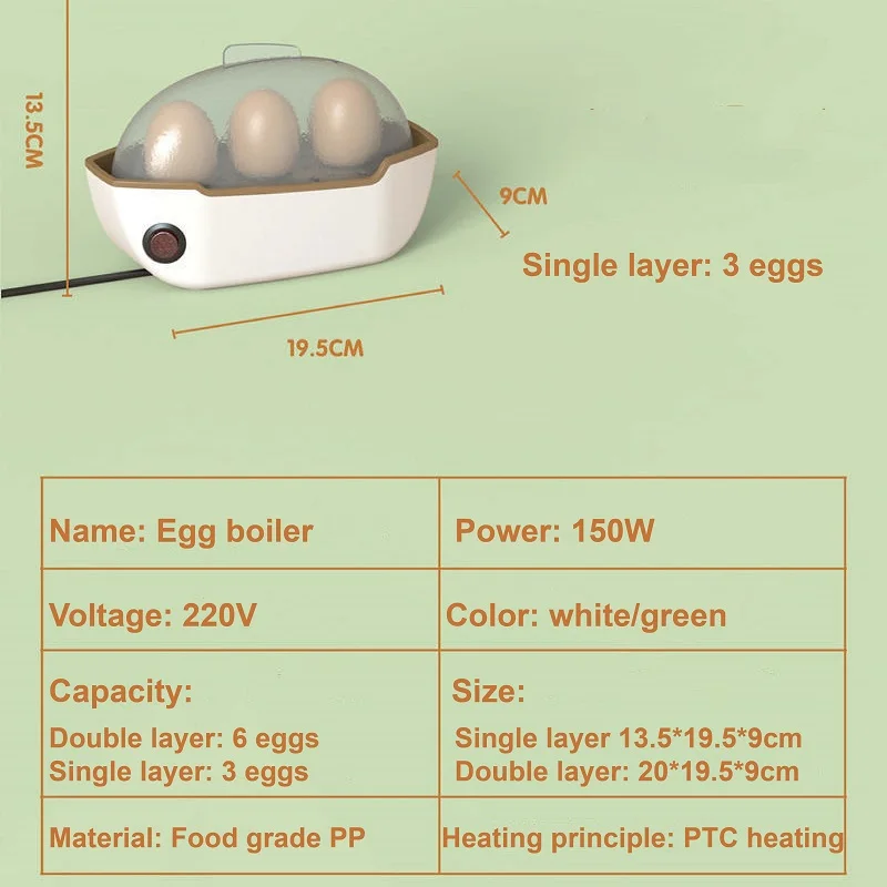 220V Multi-function Egg cooker Mini Breakfast Machine Automatic Power Off Electric Steamer Suitable For Boiled Eggs/Pasta 150W