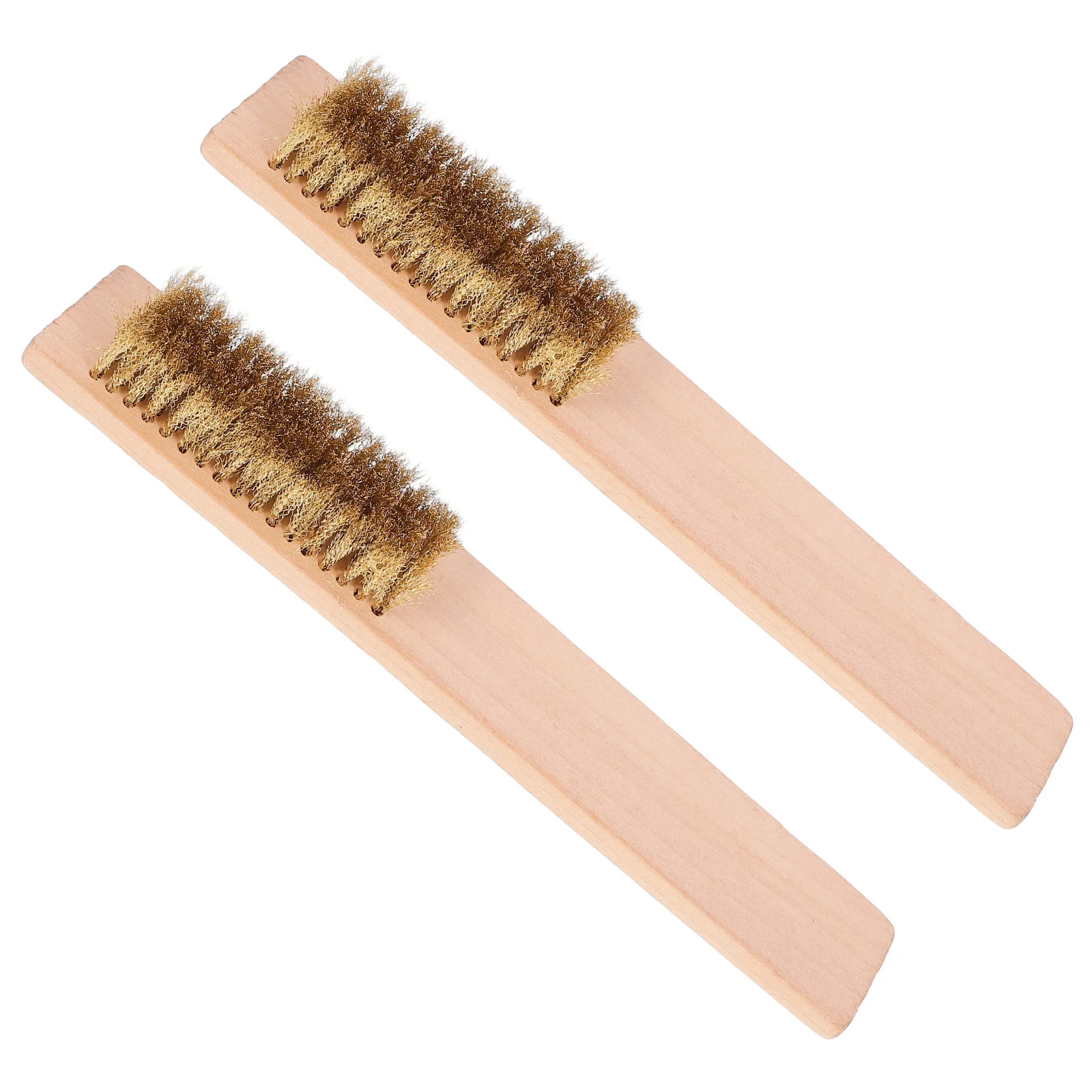 2 قطعة فرشاة إزالة الشمع على الجليد شعيرات نحاسية مقبض خشبي للوحة التزلج لوح التزلج لوح منزلق الغسيل التنظيف العميق #6