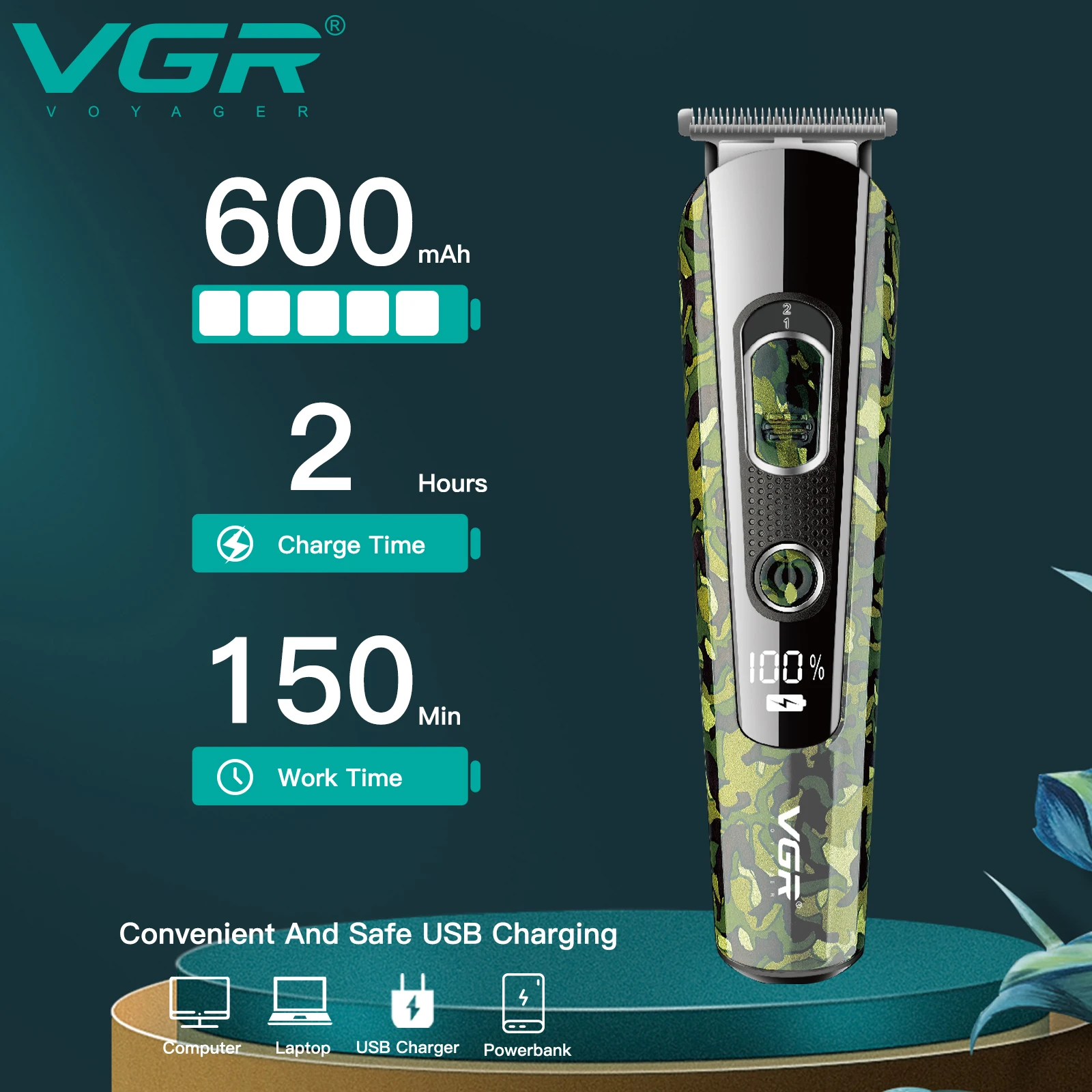 Vgr máquina de cortar cabelo máquina de corte de cabelo aparador de cabelo sem fio usb barbeiro profissional máquina de corte de cabelo barbeiro navalha V-271
