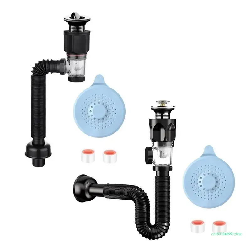 Kitchen Sink Drain Pipe Flexible Stretchable Deodorant Strainer Pipelines Washbasin Anticlogging Sink Strainer Hose