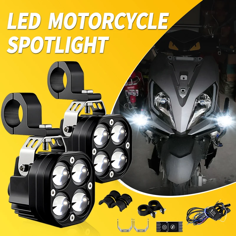 

1 Set LED Driving Lamp Spotlight Headlamp For Suzuki ltz 400 Motorcycle LED Auxiliary Spotlight White/Amber Bulb Lamp Hi/Lo Beam