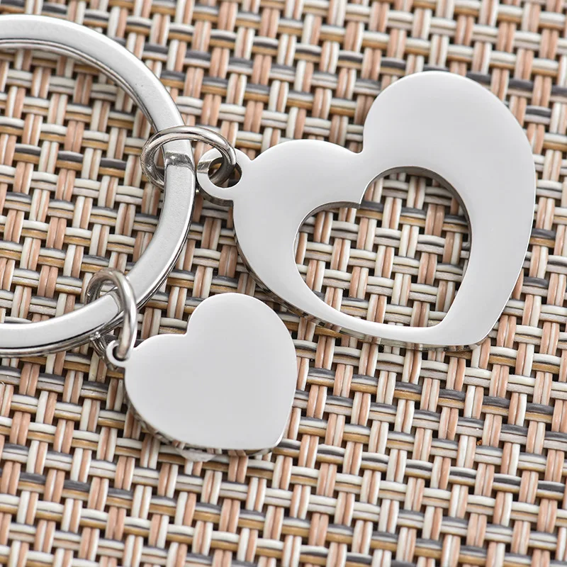 Double Hollow Hearts Steel Key Ring, Correntes doces, Joias DIY