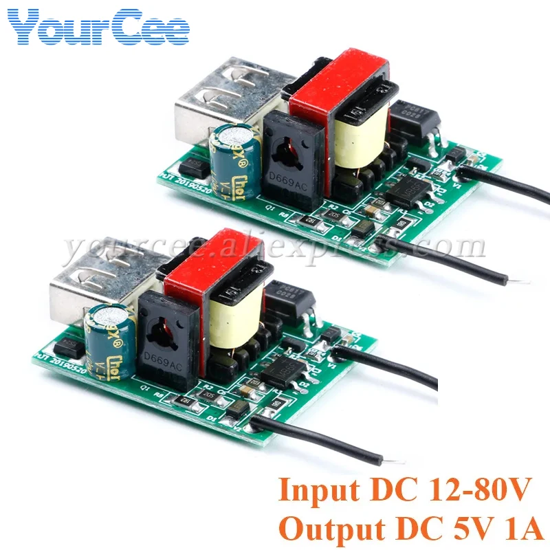 2pcs/1pc DC-DC USB Converter Stabilizer Buck Step Down Module 12V 24V 36V 48V 72V to 5V 1A USB Galvanic Isolated Power Module