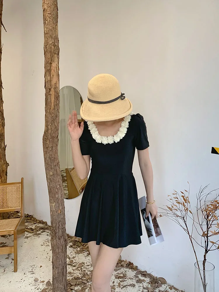 

Cute ort Sve Swimsuit Women's High Waist Flattering Slimming Tummy Cover up Pool Par Beachwear Swimwear