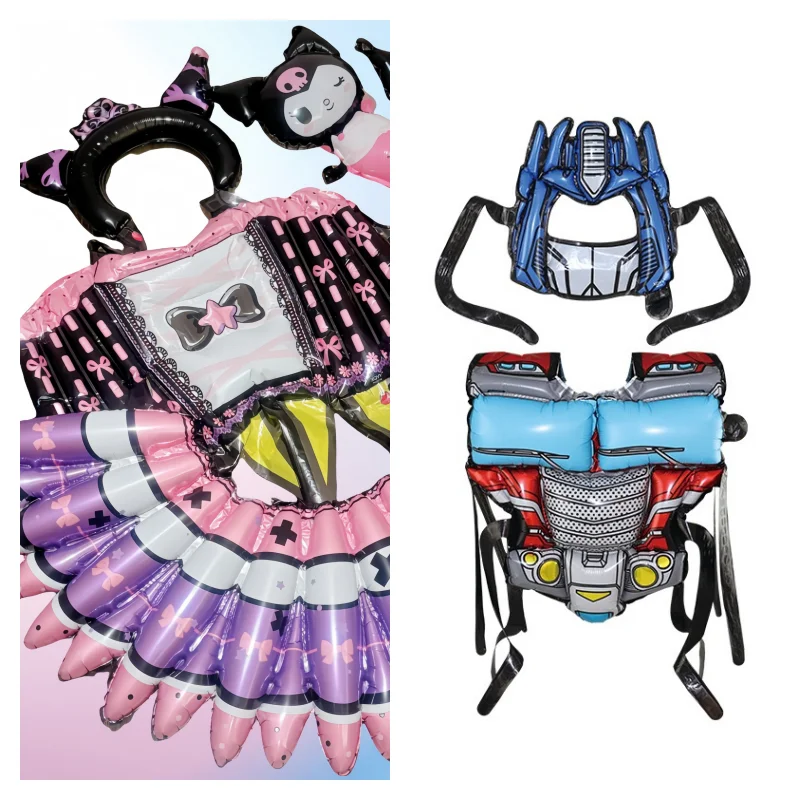 Sanrio Anime Kuromi Balloon Skirt Set Girl Lolita Princess Dress Party Inflatable Toy Cute Girly Heart