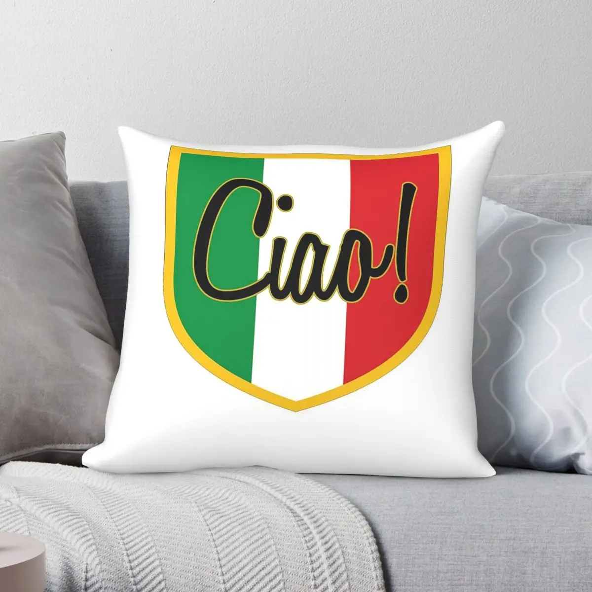 Ciao Italy Italian Flag Square Pillowcase Polyester Linen Velvet Printed Zip Decor Home Cushion Cover 45x45