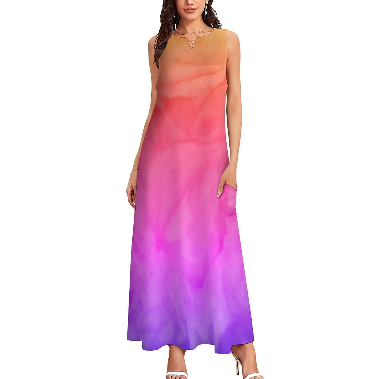 Marble Tie Dye Dress Summer Ombre Print Aesthetic Boho Beach Long Dresses Ladies Design Party Maxi Dress Big Size 5XL