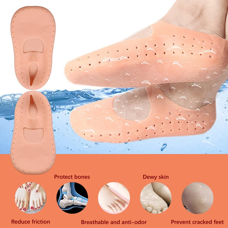 1 Paar Siliconen Voetverzorging Sokken Antislip Anti-Kraken Hydraterende Gel Sokken Gebarsten Dode Huid Verwijderen Protector Pedicure Tools