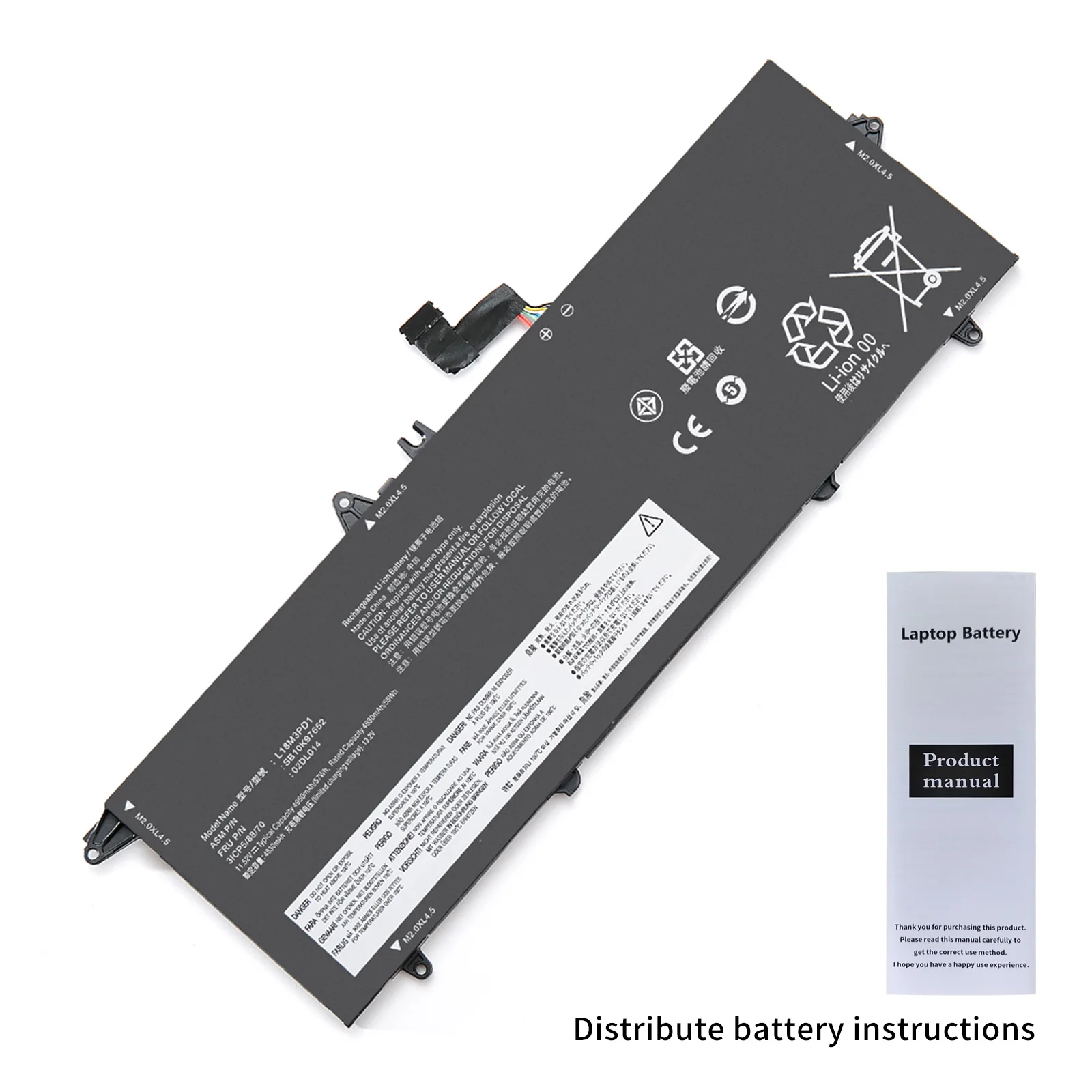 Imagem -06 - Bateria para Lenovo Thinkpad L18m3pd1 L18c3pd2 T14s T490s Série T495s L18c3pd1 L18l3pd1 L18m3pd2 02dl01 57wh