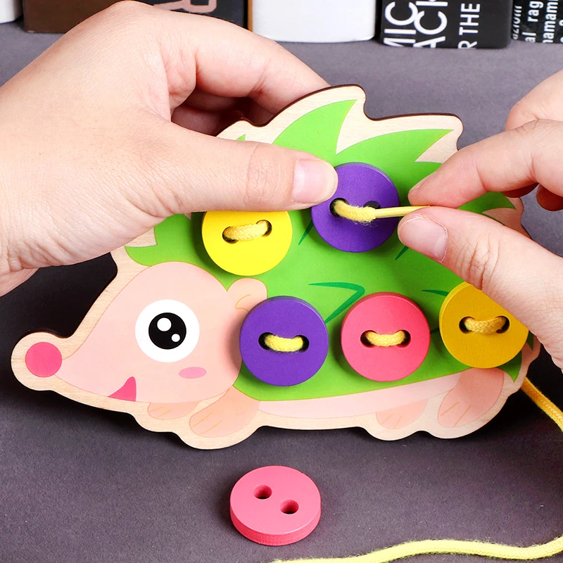 

Baby Montessori Toys Learn Basic Life Skills Teaching Aids Clothes Threading Button Sewing Board Game Educational Toys For Kids