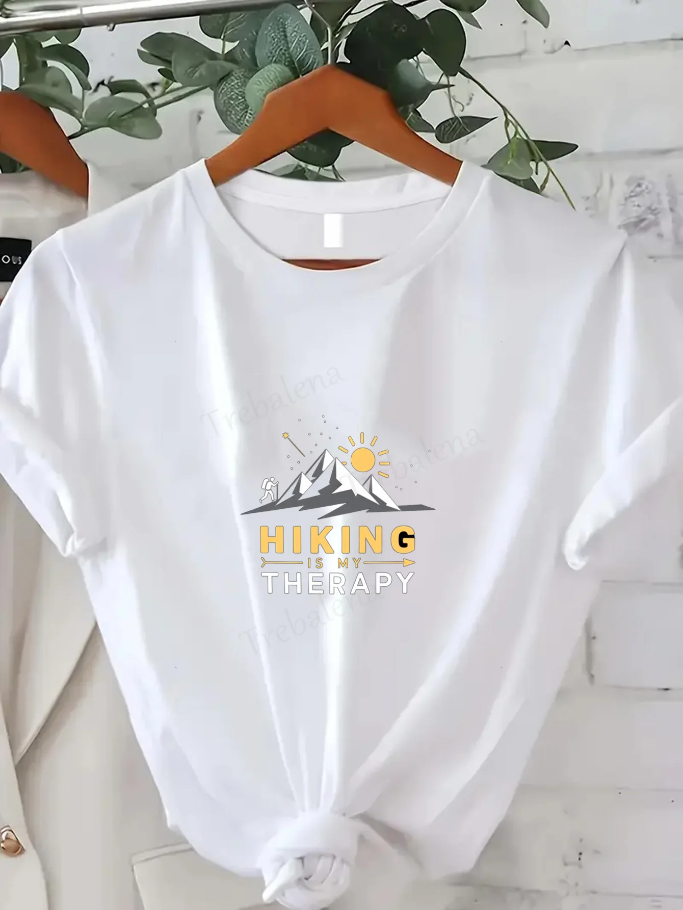 여성 티셔츠 하이킹은 나의 치료입니다 여성 캐주얼 티셔츠