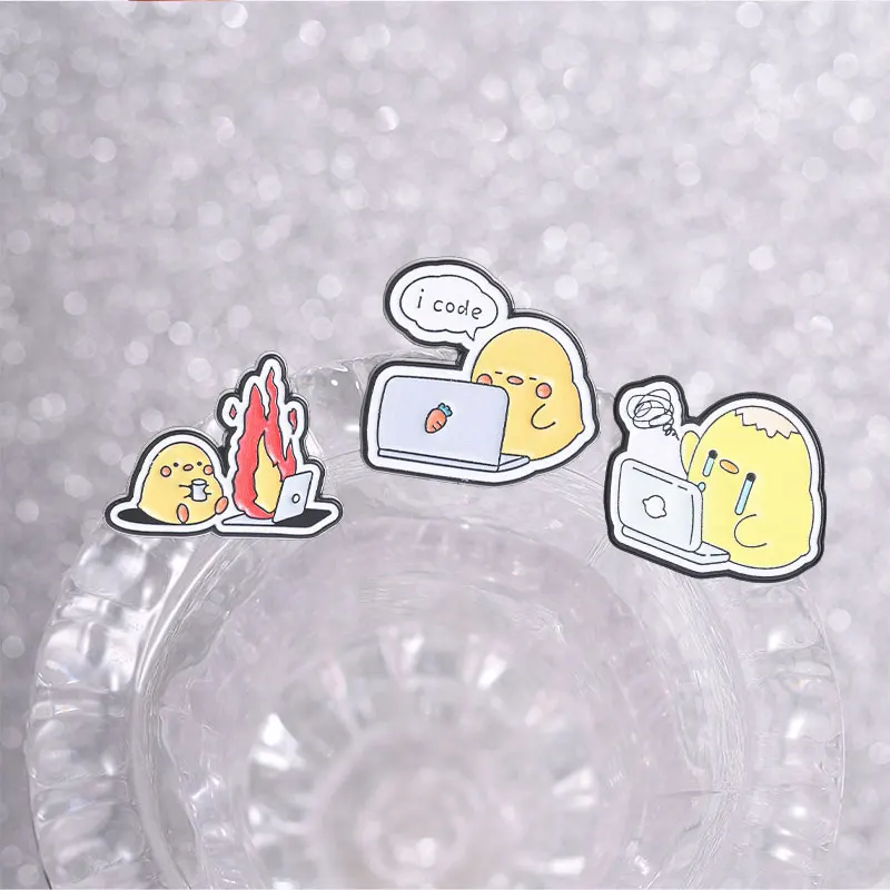 13style Cartoon Lustige Meme Emaille-Pins, Coding-Küken-Broschen, Erdbeer-Domo-Gans-Frosch-Abzeichen, Tier-Schmuck, Entwickler-Geschenk – Detail 6