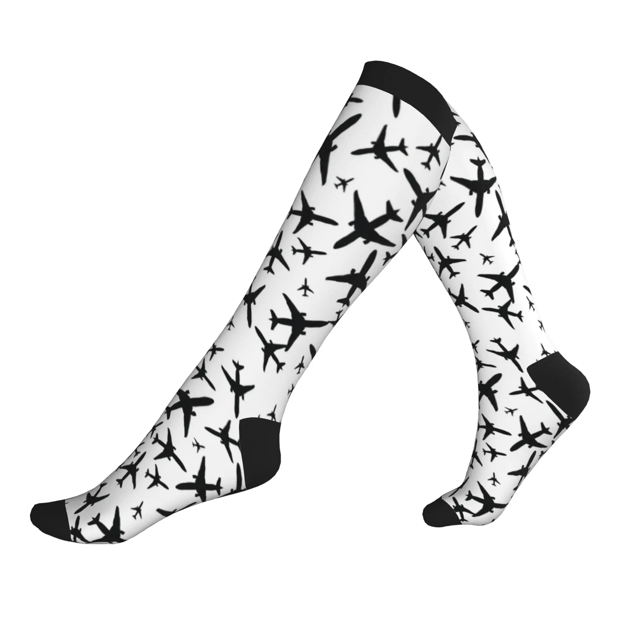 

Random Airplanes Pattern Men's Sports Compression Socks Cute Aviation Fighter Pilot Spring Summer Autumn Winter Dress Socks