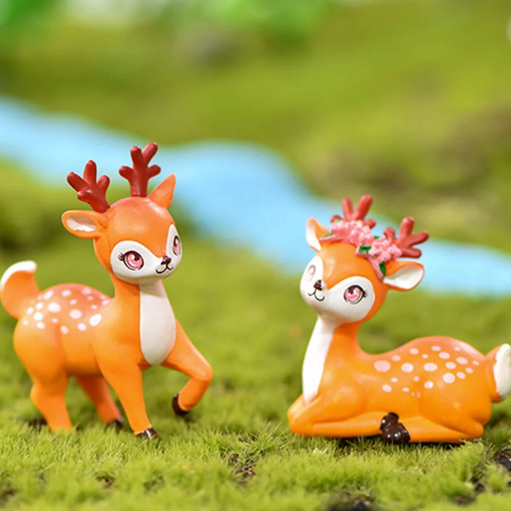 

4Pcs Deer nament L Decoration Mini Figurines Garden Plastic Animal Decor Cartoon Statue Toy Kids Gift Yard Craft