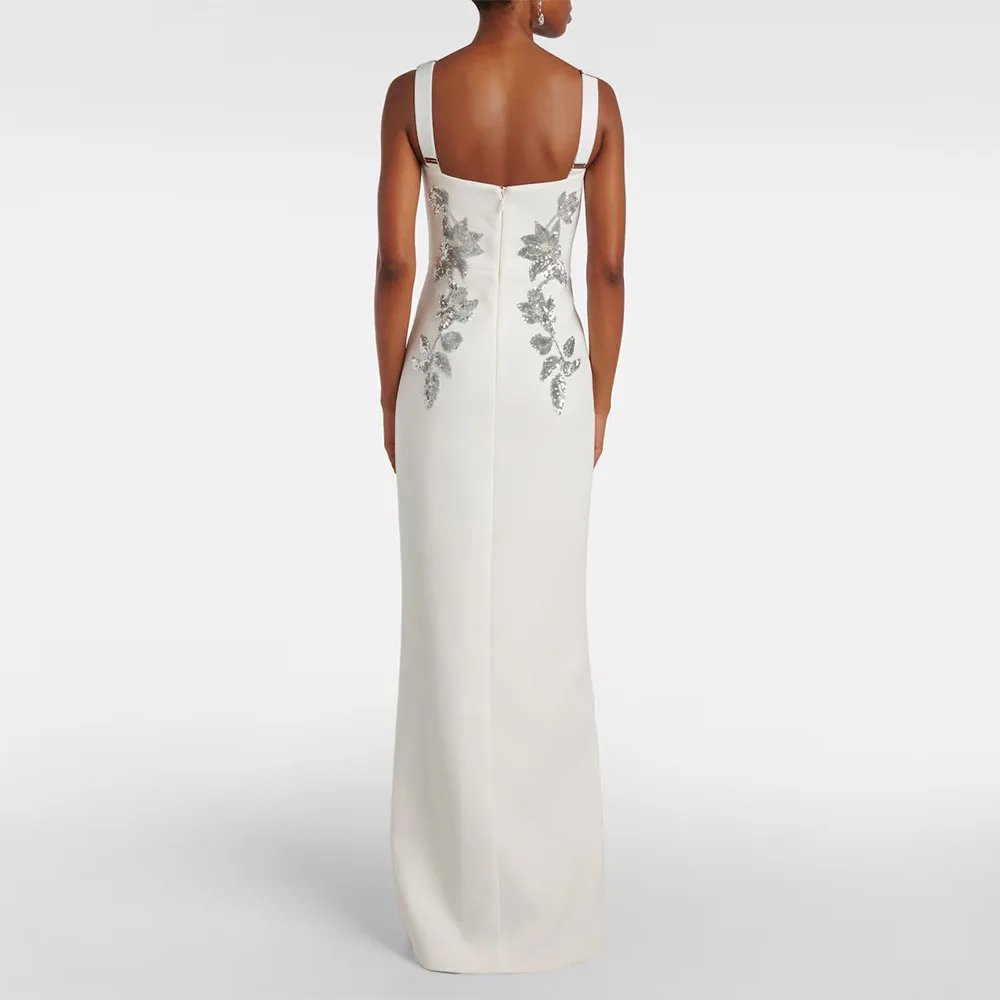 Элегантное вечернее платье цвета слоновой кости для свадьбы, вечернее платье русалки на бретелях, платье для выпускного вечера длиной до пола, аппликации, платье Саудовской Аравии
