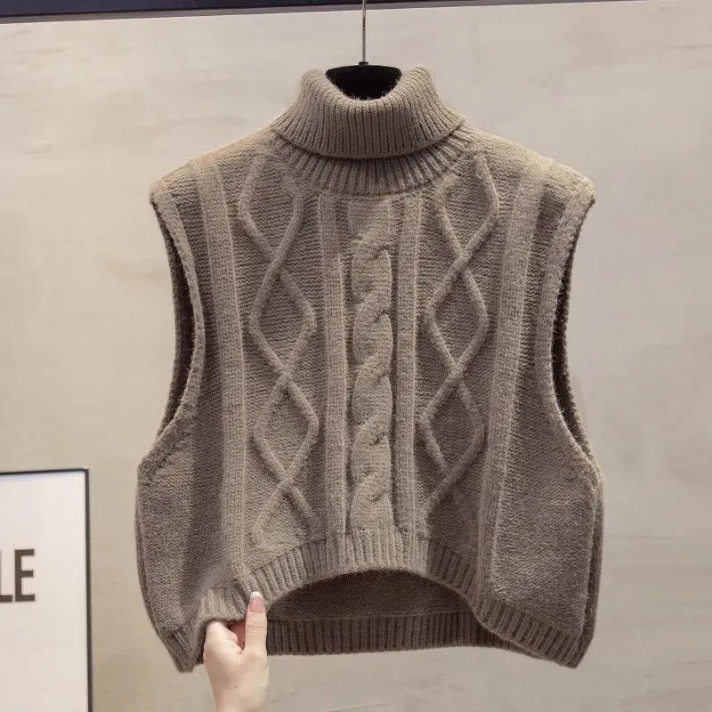 

Trench Neck Twist Sweater Vest Women's Autumn and Winter New Jacket Cold-proof Knitted Vest Top