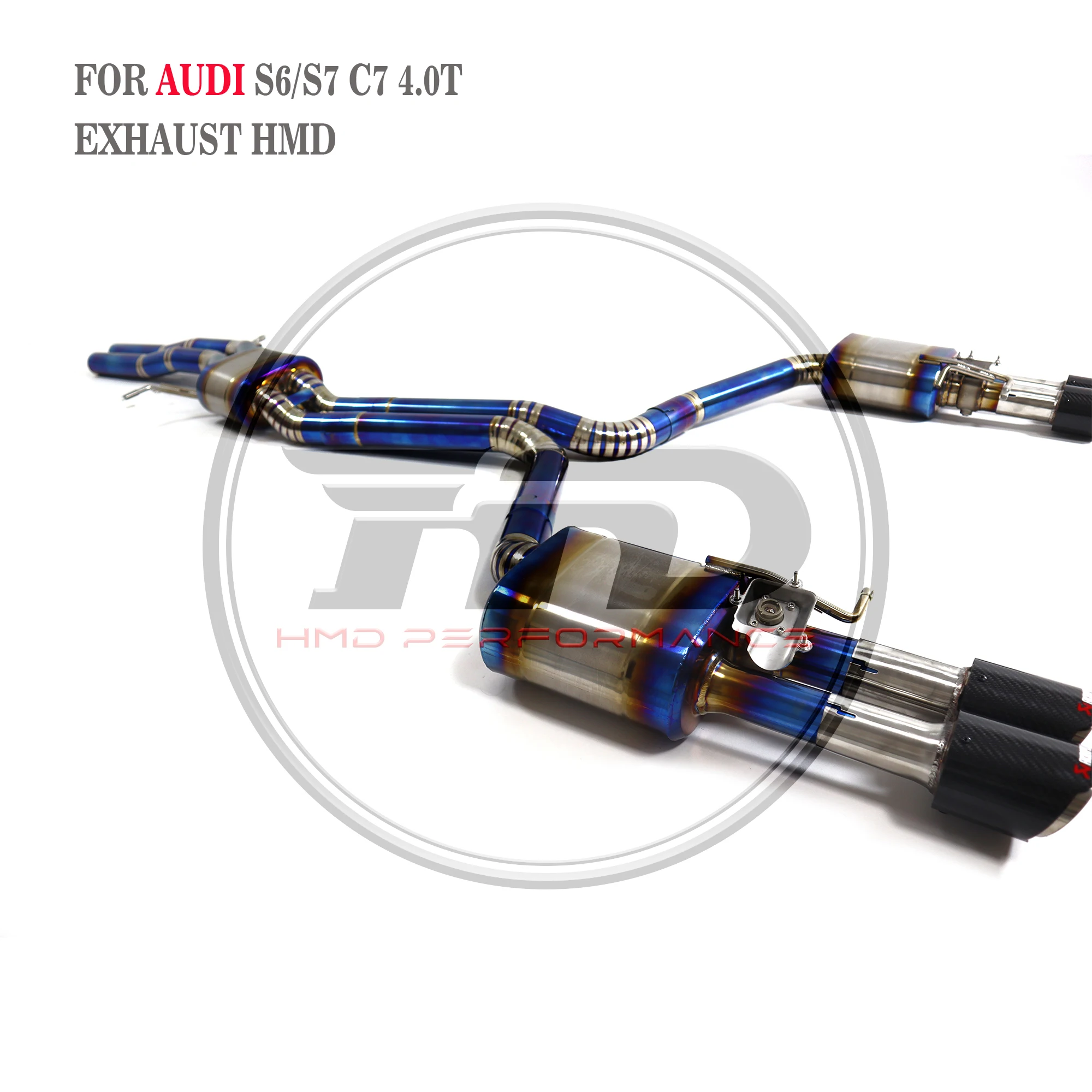 HMD Titanium Exhaust System Sport Resonated Catback for Audi S6 S7 RS6 RS7 C7 S8 D4 4.0T Muffler With Valve