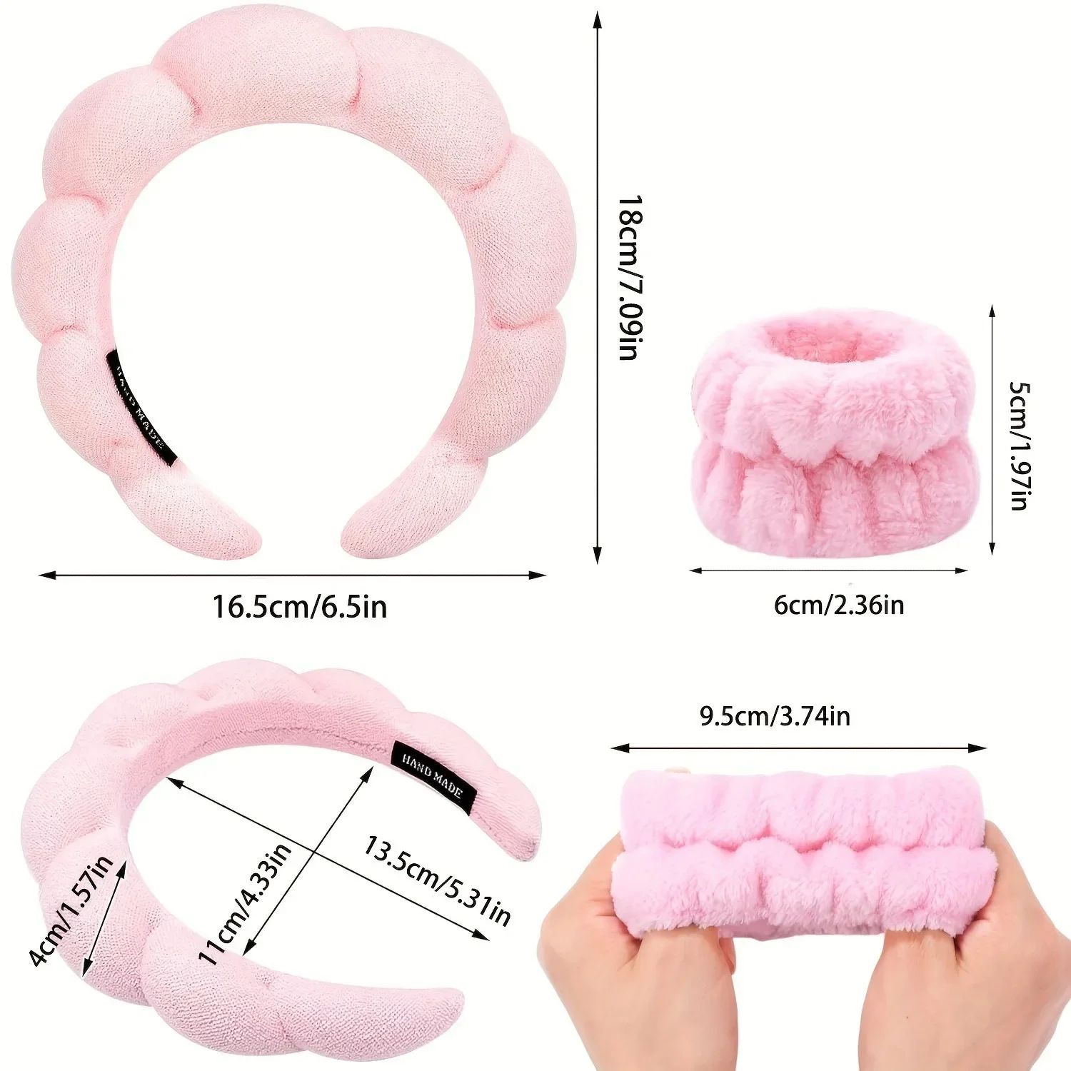 Fashion Microfiber Washing Wristbands Scrunchies Puffy Headband Spa Bubble Headband for Washing Face Makeup Shower Skincare