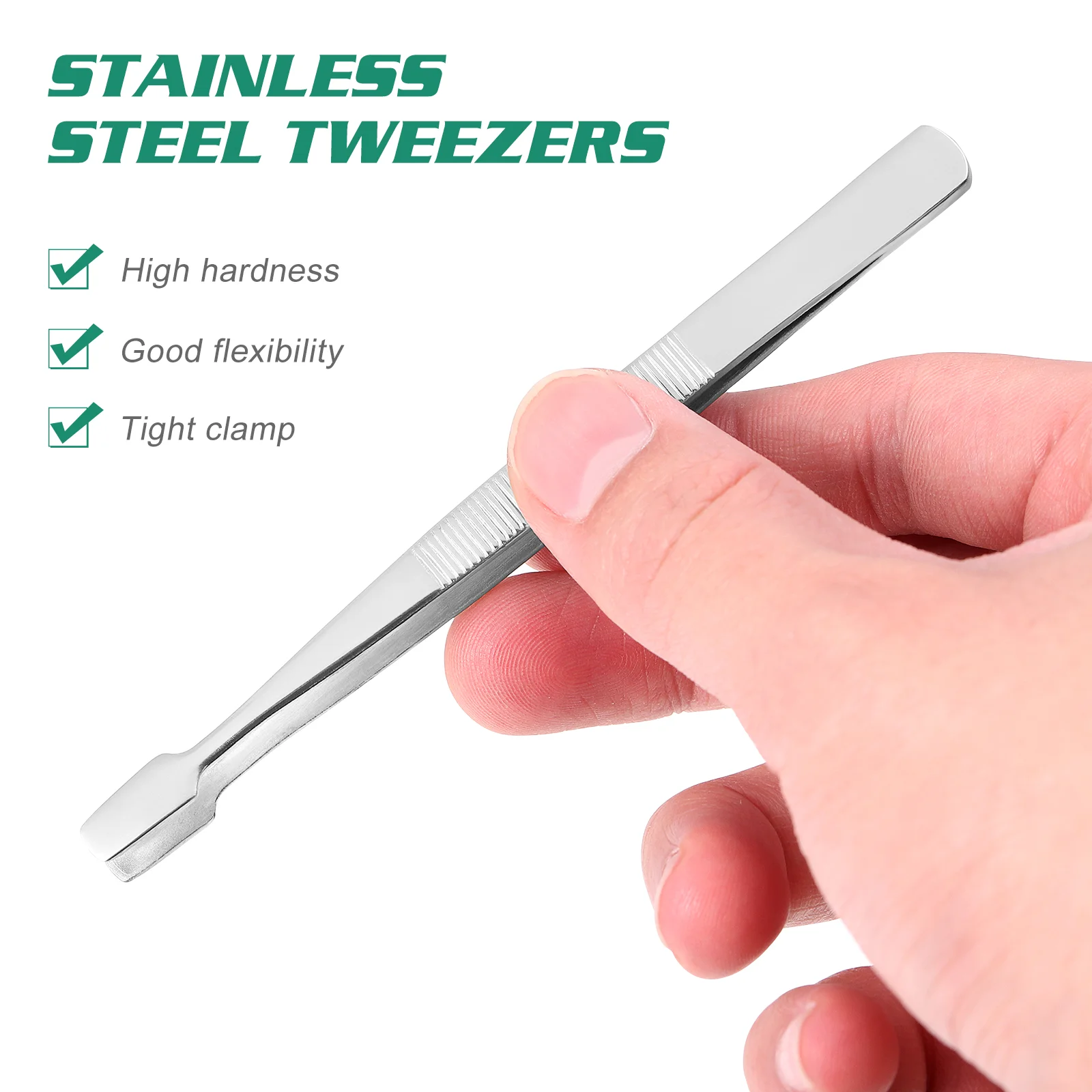 2pcs Stamp Tweezers Stainless Steel Flat Tip Precision Tools for Collecting Stamps Beads Jewelry Lightweight Compact