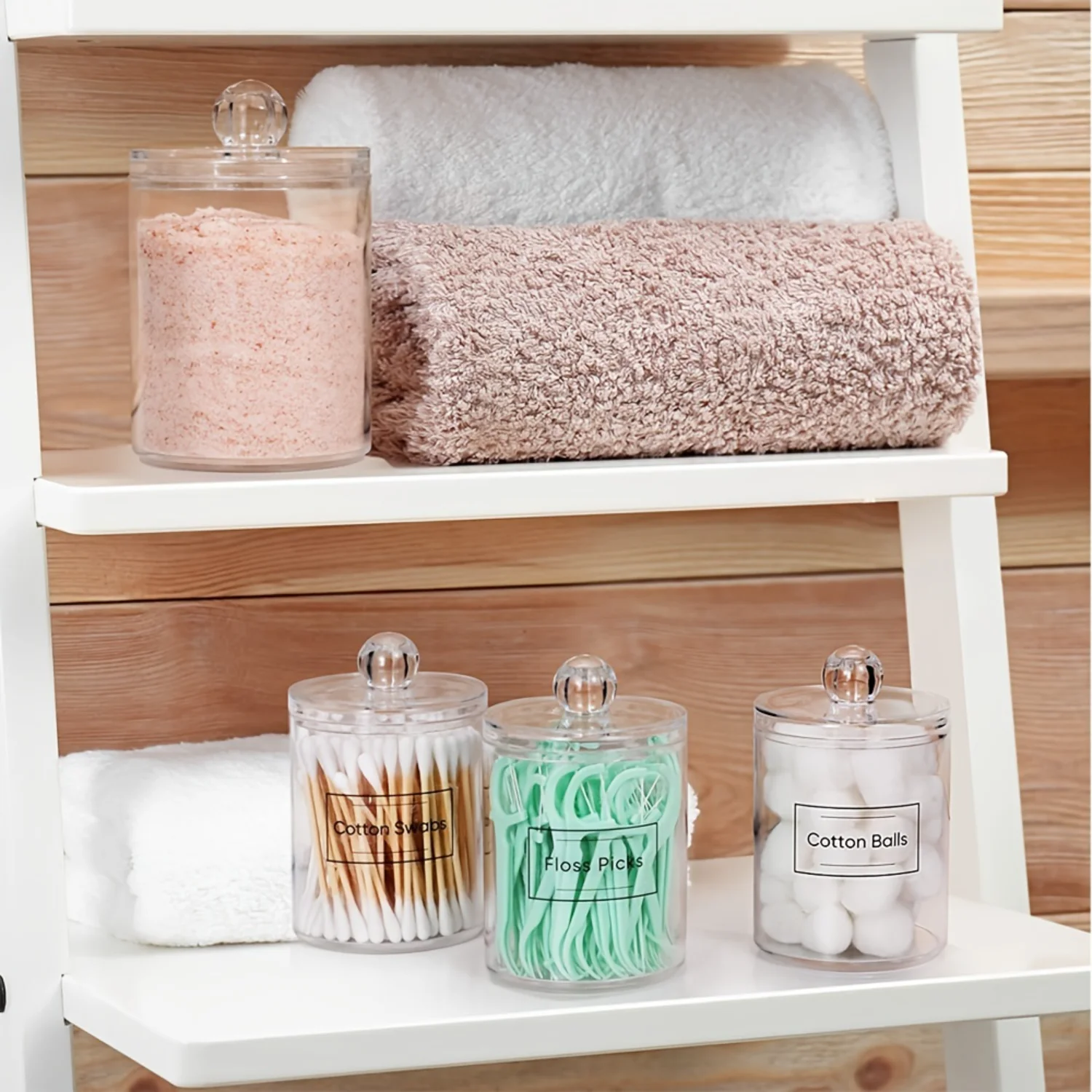 1pc Cotton Ball And Cotton Ball Jar Cotton Ball Container Acrylic Cotton Swab Holder Swab Holder Organizer, Aesthetic Room Decor