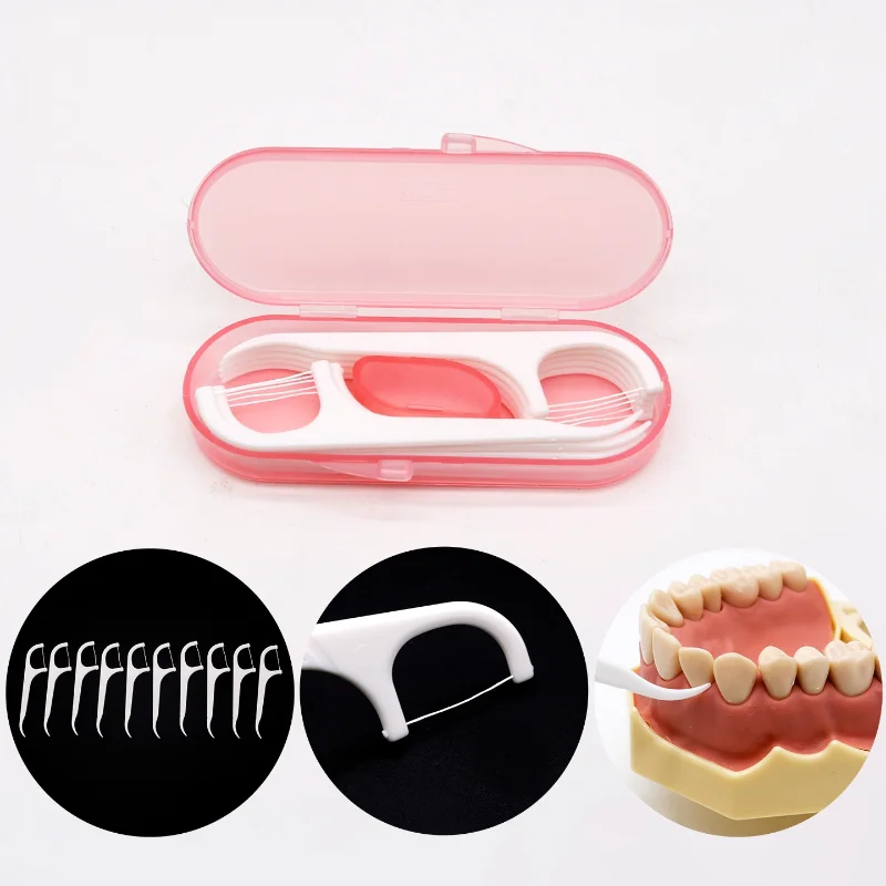 10pcs/Box Portable Disposable Dental Floss Picks for Daily Life Travel - Convenient Oral Care